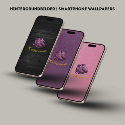 Hintergrundbilder "Wanderwoman" Smartphone Wallpapers | Digitaler Download | Tiroler Design | 8 Bilder | für Android und iPhone
