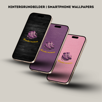 Hintergrundbilder "Wanderwoman" Smartphone Wallpapers | Digitaler Download | Tiroler Design | 8 Bilder | für Android und iPhone