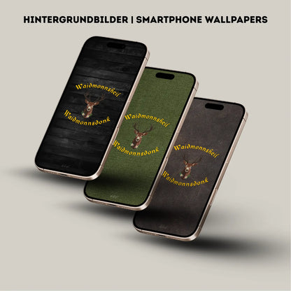 Hintergrundbilder "Waidmonnsheil" Smartphone Wallpapers | Digitaler Download | Tiroler Design Jagd | 8 Bilder | für Android und iPhone