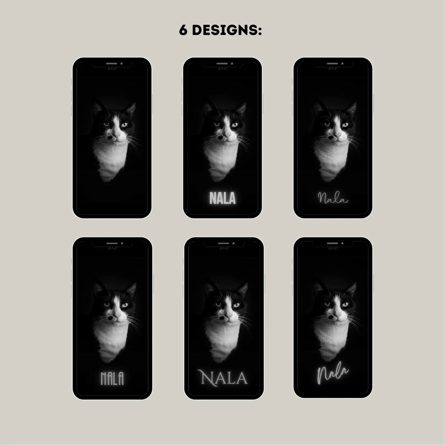 Hintergrundbilder "Mein Haustier" Smartphone Wallpapers | Mit dem Namen und Foto deines Haustieres personalisiert | Digitaler Download | Edles Design | 6 Bilder | für Android und iPhone